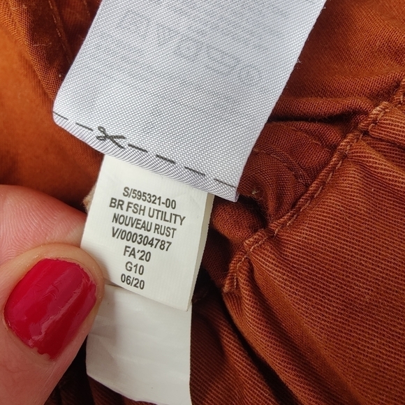 Banana Republic Rust Burnt Orange Military Utility Zip Up Jacket Womens S Small - Picture 12 of 13